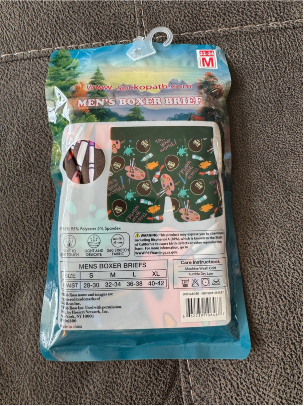 Men's Bob Ross Boxer Briefs Size M - New in Package - Picture 2 of 2